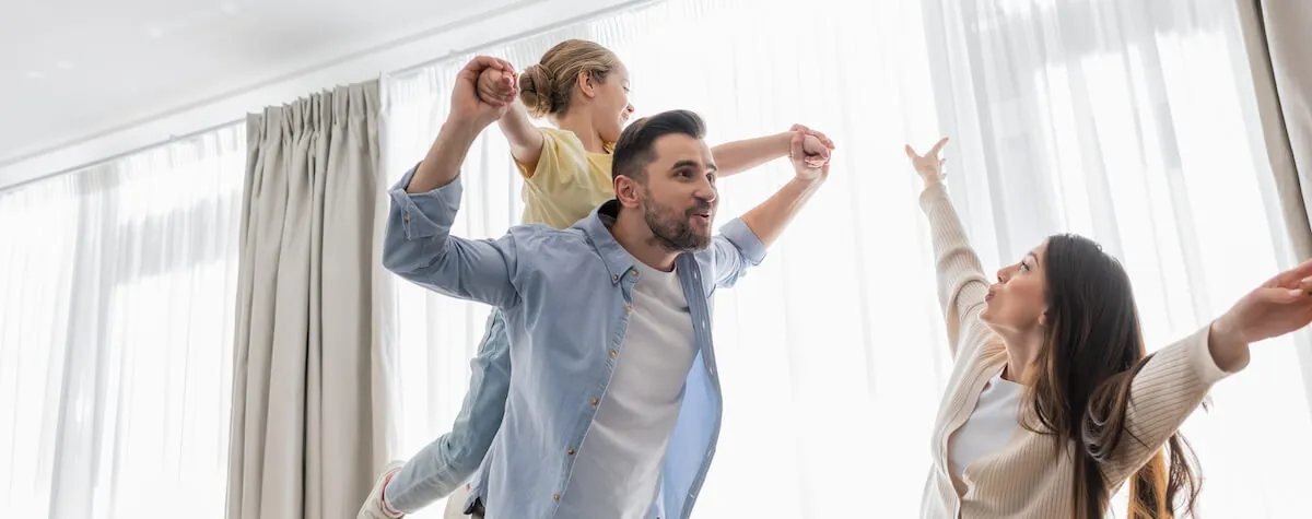 A happy family, comfortable in their home